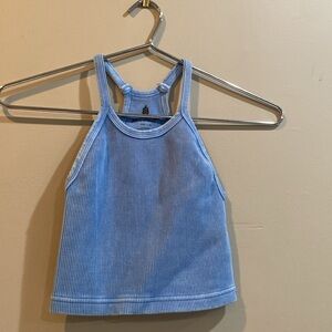 Free People Happiness Runs Crop Ribbed tank sports bra in light blue NWOT XS/S
